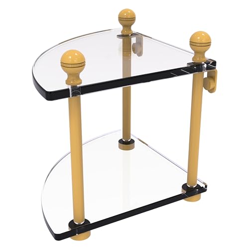 Allied Brass MA-3-SGL Mambo Collection 2 Tier Corner Glass Shelf, Spanish Gold
