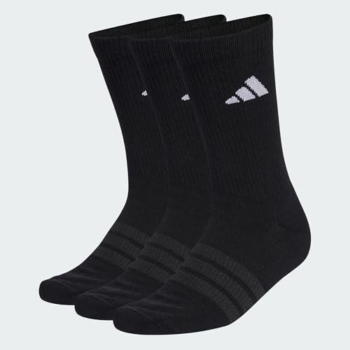 adidas Unisex CUSHIONED SPORTSWEAR CREW SOCKS 3 PAIR PACK, black/black/white, 45-48