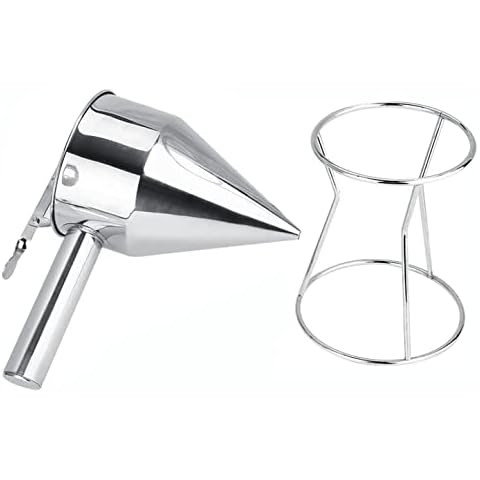 NEWLINE NY Stainless Steel Baking Funnel Dispenser with Stand for Takoyaki Pancake Batter Cupcake Pastries Desserts Cover