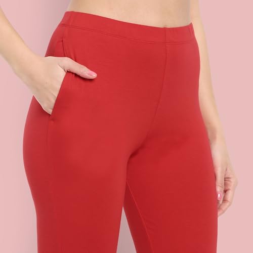 Image of ONE SKY Women Full Length Leggings | Cotton Modal Spandex Blend | High Waist Stretchable & Bio-Washed Fabric | Colour-Lock Technology | Comfortable Leggings for Women