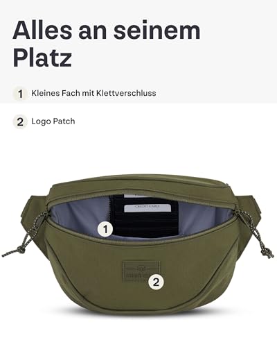 JOHNNY URBAN Bauchtasche Damen & Herren Grün - Ben - Gürteltasche aus für Alltag, Festival & Sport - Hochwertige Hip Bag Crossbody Tasche - Wasserabweisend