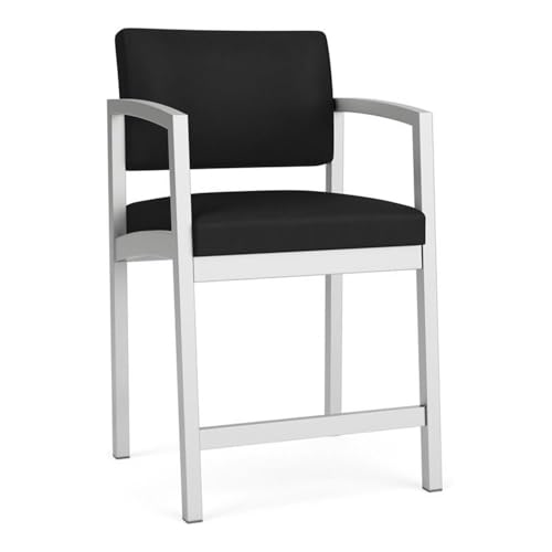 Pemberly Row Reception Waiting Room Healthcare Hip Chair/Silver Steel/Black