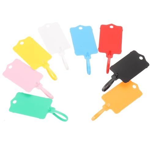 QUARKZMAN 25 Stück Wasserdichte Versandetiketten aus Kunststoff, 6.3 x 3.7cm Beschreibbare Hängeetiketten, Sicherheits Versandetiketten mit Reißverschluss für Beschriften, Gelb