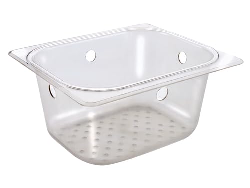 FSE 373-KR-30-160, Perforated Basket, Universal Plastic Sink Strainer, 6" Deep, Fits 10" x 14" and 10" x 12" Dump Sinks, Durable Clear Plastic, Dishwasher Safe, for Bar Sinks and Blender Stations
