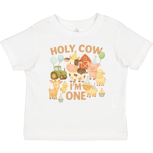 inktastic Holy Cow I'm 1 Boy Farm Animal Birthday Baby T-Shirt