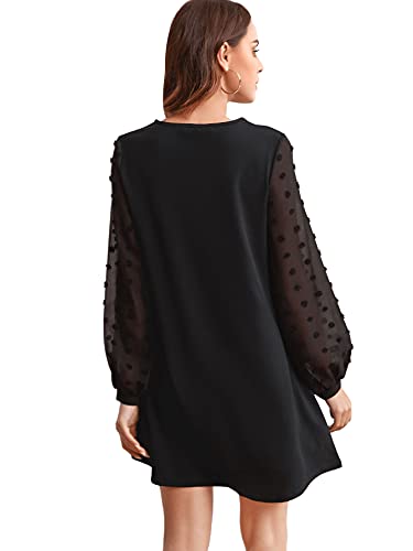 Image of SweatyRocks Women's Elegant Mesh Contrast Long Sleeve A Line Mini Short Dress