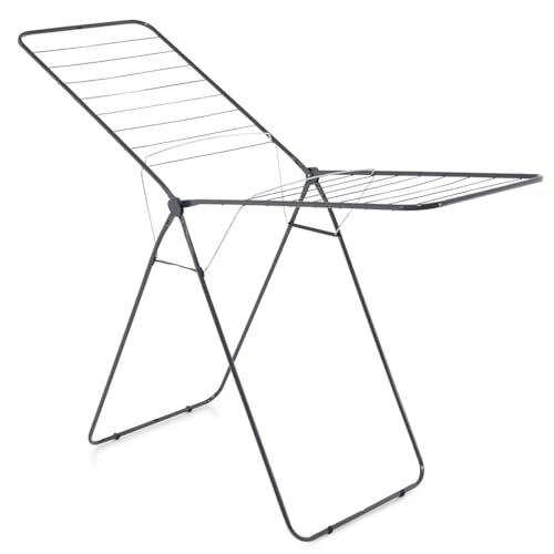 HOMION Winged Clothes Airer 20M Laundry Clothing Dryer Rack Folding Washing Line Indoor Grey