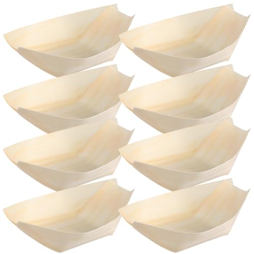 Unomor 120pcs Shape Wood Chip Bowl Appetizer Bowls Sushi Serving Plates Catering Supplies Flatware Tray Sushi Boat Serving Tray Food Containers Sushi Dish Sushi Tray Pine Wood
