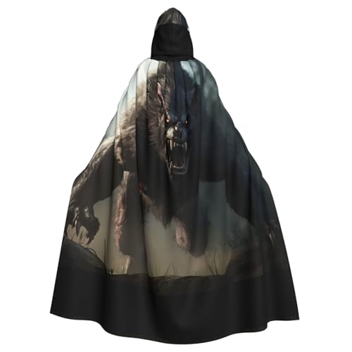YYHHAOFA La capa con capucha para adultos con estampado HD de hombre lobo es una capa súper grande, cómoda y duradera