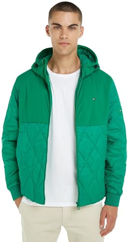 Tommy Hilfiger Herren Jacke Mix Hooded Jacket Übergangsjacke, Grün (Olympic Green), S – Ansicht 1