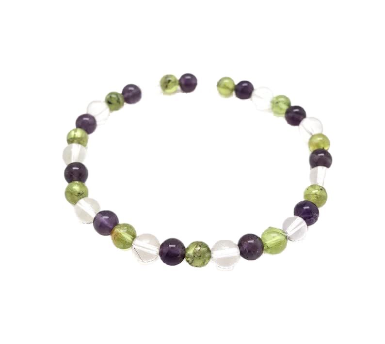 Bracelet améthyste quartz et péridot pour méditation et yoga au quotidien
