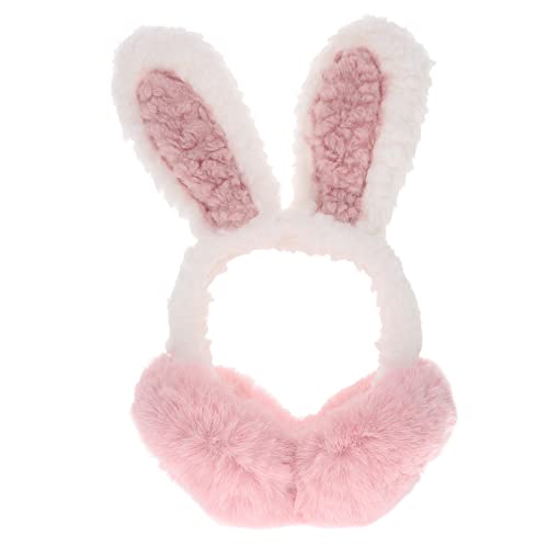 VANZACK Bunny Ears Ear Warmers for Girls Cute Earmuffs for Winter and Autumn Pink