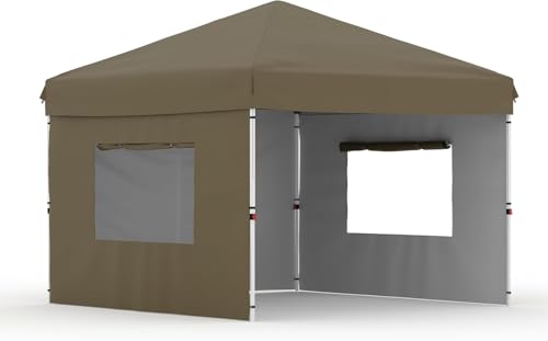 10x10 Pop Up Canopy Tent with 3 Sidewall - One-Button Instant Setup, Heavy-Duty 210D Oxford Fabric & Rust-Proof Frame - 3 Adjustable Heights, Roller Bag, 4 Sandbags - UV Protection for Beach, Party