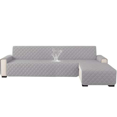 Ystyle Imperméable Housse Canape d'angle 3 Places avec Accoudoirs, Antidérapant Couverture Canapé Angle en Forme de L(255cm), Universel Réversible, Anti...