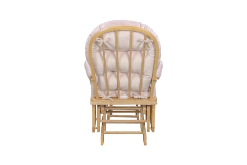 Image of Suite Bebe Madison Nursery Rocking Chair with Ottoman, Wooden Glider for Baby Nursing, Smooth Gliding Rocker, Natural Wood and Pink Fabric
