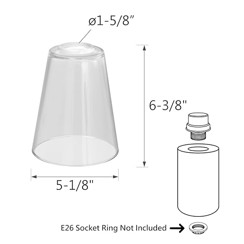Image of Aspen Creative 23658-60-3, Clear Glass Shade For Lighting Fixture, Vanity Light, Wall Light, and Pendant, Size: 5-1 /8 inch D x 6-3 /8 inch H, Center Hole 42mm, Set of 3