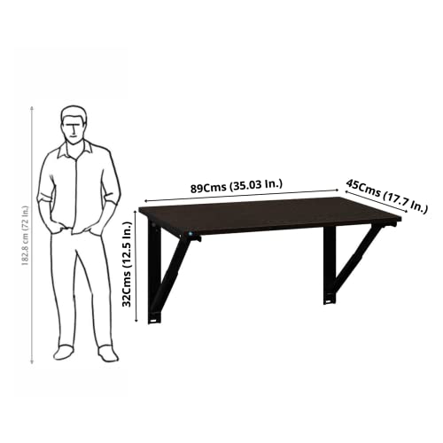 Image of DELITE KOM Wizard Engineered Wood Study Table /Wall Mounted Shelf Desk for Adult /Kids Use in Home /Office (Flowery Wenge, 45.4 D x 89.6 W x 32 H)
