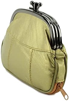 Leather Impressions Small Coin Purse for Men & Women, Change Holder & Twist Clap Pouch, Mini Wallet for Credit Card & Key, Money Wallet, Ring & Cash Bag, Coin Clutch (Gold)