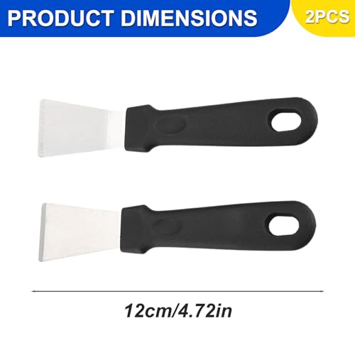 Stainless Steel Scraper, Scraper for Cleaning, 2PCS 4.7 Inch Stainless Steel with Anti-Slip Handle, Easy to Clean Oven, Kitchen for Gas Stove, Glass Stove Top - Image 2