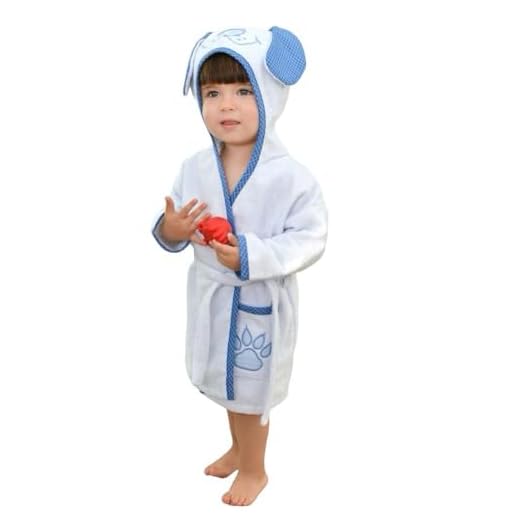 Roupão Infantil 100% Algodão para Bebês Crianças Meninas Meninos com Capuz Toalha Aveludada e Felpuda Ideal para Saída de Banho Praia Piscina Natação Presente. (1 a 2 Anos, Urso Azul)