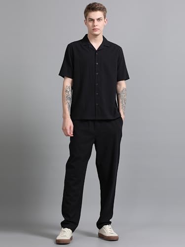 Image of StitchX Men's Airport Look Textured Seersucker Resort Cotton Shirt & Trouser Co-Ord Set S-2XL
