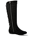 GLOBALWIN Women's Black Boots Wide Calf Flat Fashion Knee High Boots For Women With Zipper 8.5M
