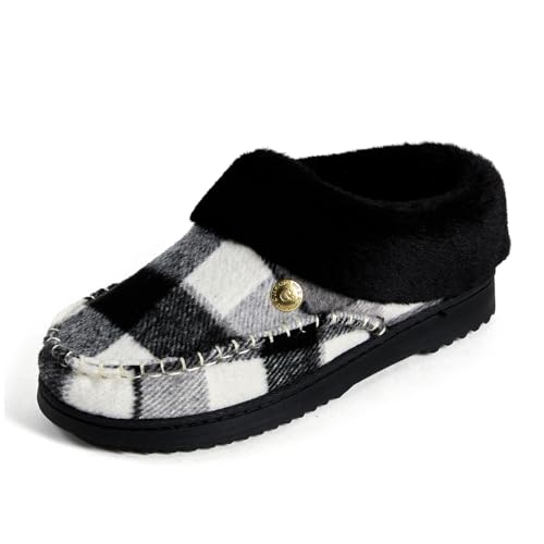 Image of Dearfoams Women's Nyla Felted and Plaid Moc Toe Clog