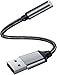 USB to 3.5mm Jack Audio Adapter, External Sound Card with Built-in DAC Chip, Headset Converter Compatible with PC, Laptop, Tablet, Headphone and PS4