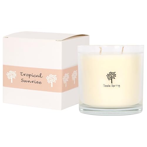 Nicola Spring Soy Wax Scented Candle 400g – Tropical Sunrise Fragrance – Double Wick 45 Hour Burn Eco-Friendly Large Jar Candle for Relaxation, Aromatherapy, Home Décor & Luxury Gifting