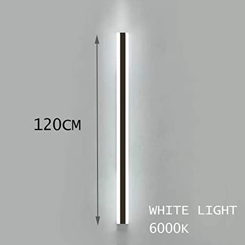 Zewnętrzna lampa ścienna z czujnikiem ruchu zimna biel 6000K wodoodporna IP65 oświetlenie ścienne LED czarna kinkiet wewnętrzne nowoczesne prostota długi pasek światła ogrodowe