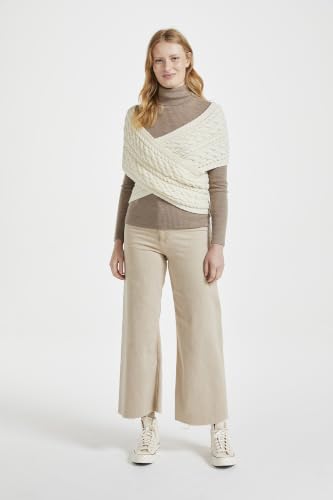 Image of Aran Woollen Mills Corrib Crossover Merino Aran Wrap - 100% Merino Wool - Made in Ireland
