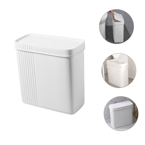 Caneca de basura rectangular blanca para baño miniatura 4