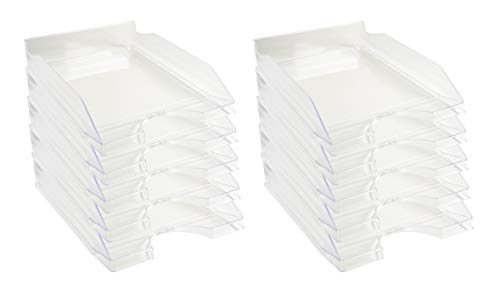 Exacompta - Réf. 12323D - lot de 10 corbeilles à courrier ECOTRAY - dimensions 34,5 x25,5 x 6,5 cm - pour documents au format A4+ - couleur cristal