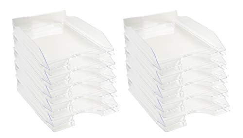 Exacompta - Réf. 12323D - Lot de 10 corbeilles à courrier ECOTRAY - dimensions utiles 34 x 25 x 6,5 cm - pour documents au format A4+ - couleur cristal
