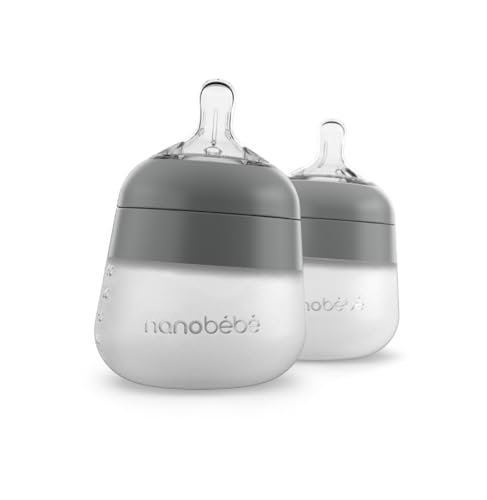 Nanobebe Flexy Silicone Baby Bottle, Anti-Colic, Natural Feel, Non-Collapsing Nipple,
