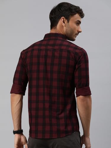 Image of Majestic Man Men Small Checkered Slim Fit Cotton Casual Shirt