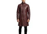 LP-FACON Mens Maroon PU Leather Coat DT Cosplay Costume Jacket For Halloween