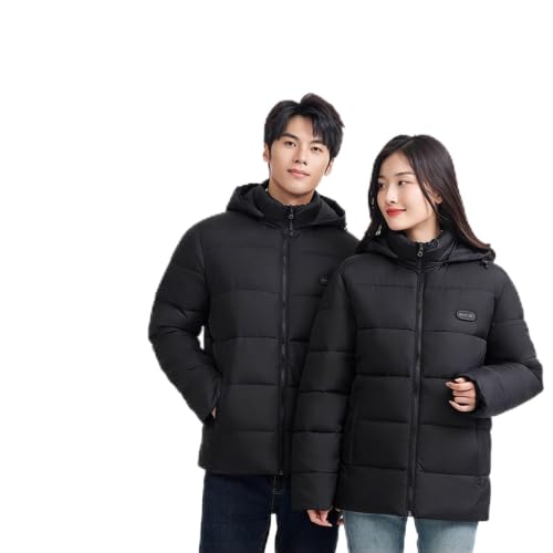 GOSEAGOTOFUN Heated Jackets for Women Windproof Heated Coat Unisex Hooded Puffer Jacket Winter Outdoor Workout Warm Coats Black Medium - image 1