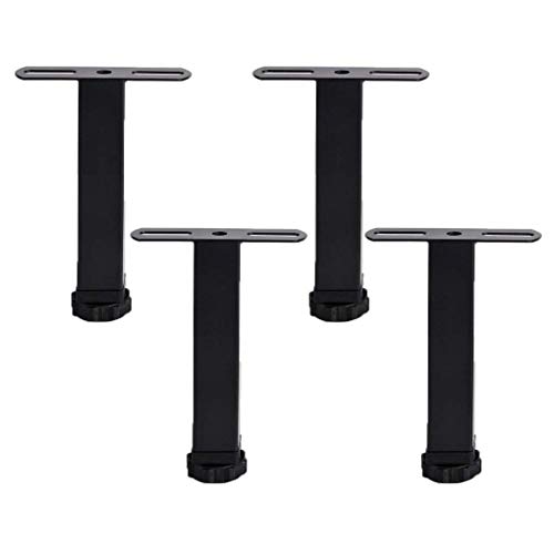 LMZJLU 4 Patas para Muebles Regulables Patas Somier Graduables Patas para Muebles Acero Tipo T Patas para Somier Cuadradas Accesorios de Armazón de Cama,Negro,con Tornillos(T-Shaped midfoot35cm)