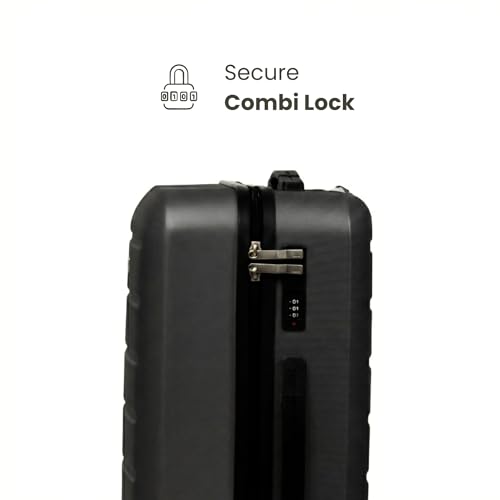 Image of Fauji Valor Series Onyx Black 20 Inch Trolley Bag with Tough Dual Wheels, Anti Theft Zip, Wet Pouch & Hard Body