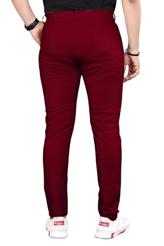 Image of Men's Formal Slim Fit Trousers | Mid-Rise Solid Pants with Button Closure | Perfect for Office Pack of 1)