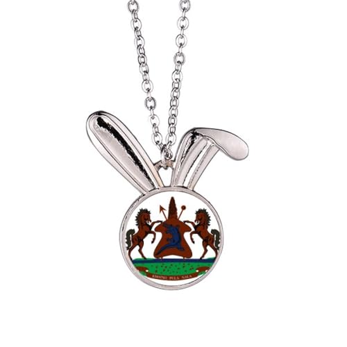 Collier pendentif lapin Lesotho en acier hypoallergénique de haute précision