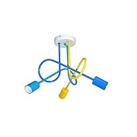 Helam Oxford Multi Arm Semi Flush Ceiling Light White, Yellow, Turquoise, Blue 50cm