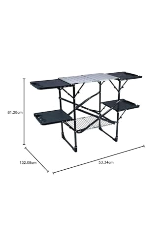 Image of GCI OUTDOOR Slim-Fold Cook Station | Portable Folding Kitchen Table with a Heat Resistant Tabletop, 4 Side Tables & Storage Rack, Perfect for Picnics & Camping Trips