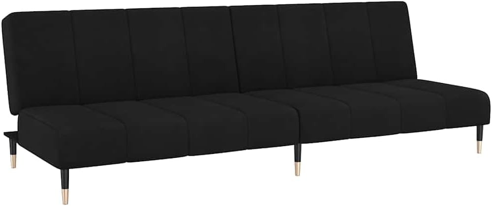Sofa Bed Black Velvet (100% Polyester) Living Room Furniture