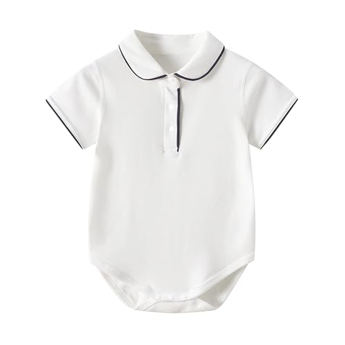 ShoKids Baby Boy Bodysuit, Organic Cotton Peter Pan Collar One Piece Outfit 6-12 Months