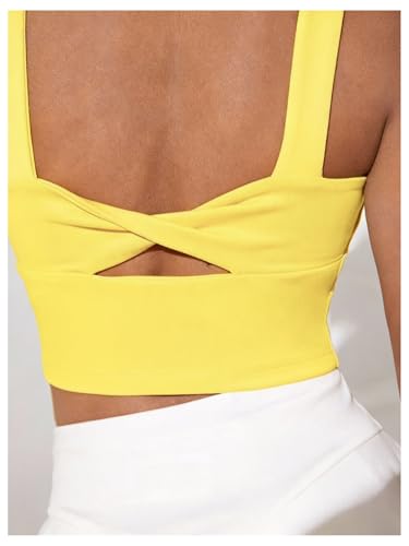 Image of WDIRARA Girl's Twist Back Sports Bras Backless Tank Top Workout Sports Shirts for Gym