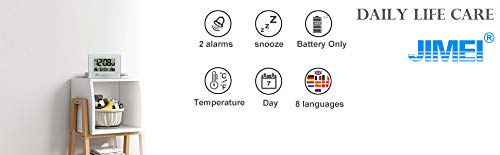 Jimei Large Display Digital Wall Clock Battery Backup Desk Alarm Clock With Calendar Temperature (Silver) #TOP7