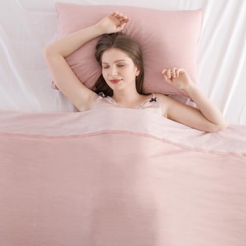 Elegear Revolutionary Cooling Blanket Twin, Absorbs Heat to Keep Body Cool for Night Sweats, Arc-Chill 3.0 Cool Fiber Q-Max>0.5 for Hot Sleepers, Lightweight Summer Cold Blankets for Sleeping, Pink