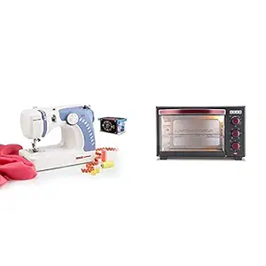 Usha Janome Dream Stitch Automatic Zig-Zag Electric Sewing Machine (White and Blue) with Free Sewing KIT Worth RS 500+Usha 29L (OTGW 3629R) Oven Toaster Grill (Wine & Matte Black)